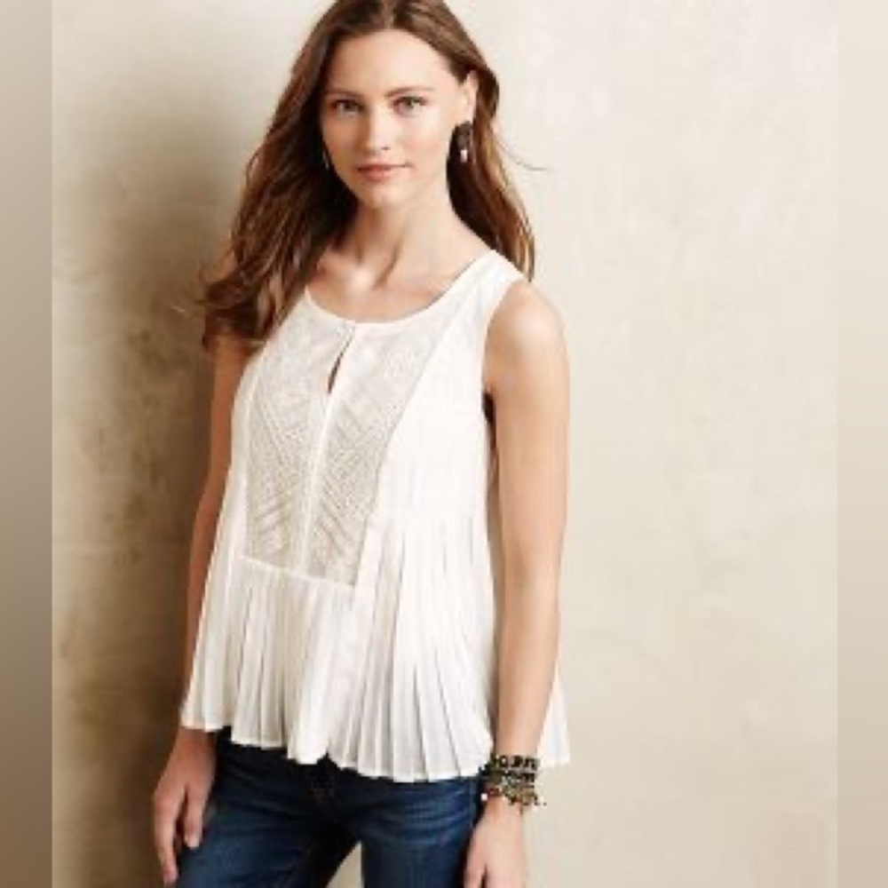 HD IN PARIS ANTHROPOLOGIE white embroidered boho top 4